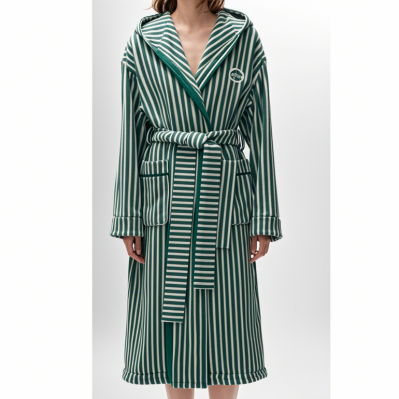 Hooded Robe Custom Bathrobe Soft Loungewear Absorbent Sleepwear Cotton Yarn Dyed Bathrobe Unisex Robe Femme Elegant