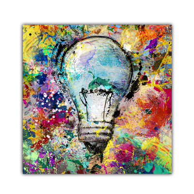 Abstract Painted Graffiti Art Big Light Bulb Pattern Poster HD Printed Canvas Paintings Wall Art Decoration Large Canvas HD