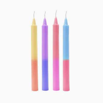 7.8 Inch Fluorescent Mixed Color Gradient Candle Party Decoration Birthday Date Festive Romantic Dinner Candle
