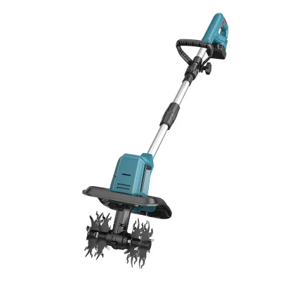 21V Cordless Electric Tiller Cultivator Lithium-Ion Battery Powered Mini Garden Hoe for Home Use Weeding and Soil Loosening