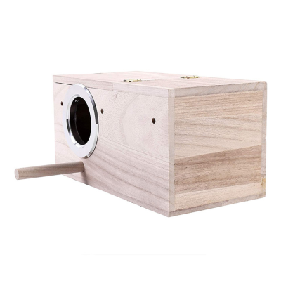 Large Solid Pattern Wood Bird Breeding House with Stand Metal Wraparound Birdhouse and Squirrel House Bird Boxes