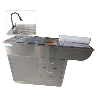 IN-PL01 Vet Veterinary Wet Disposable Table Stainless Steel Surface No Blind Angle Filter Wool Grid