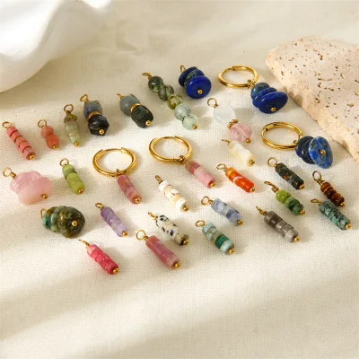 Vintage Natural Stone Stainless Steel Earring DIY Jewelry Making Accessories Charm Pendants for Women Special Gift