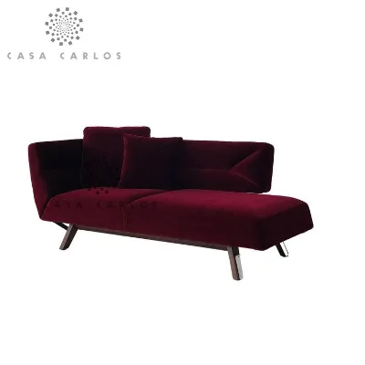 Comfy Elegant Contemporary Red Velvet Queen Armchair with Golden Legs-Living Room & Bedroom Fabric Chair