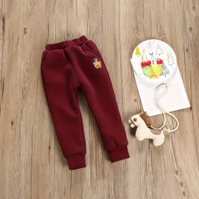 Wholesale WREN and BEAR Warm Plush Long Casual Kids Sweatpants for Boys and Girls Cotton Animal Pattern Waterproof Trousers