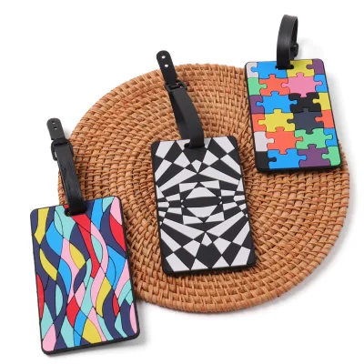 Custom Large Airline Emboss logo Identifiers Name Travel Luggage Tag Holder Durable Small Silicone Luggage Bag Tag