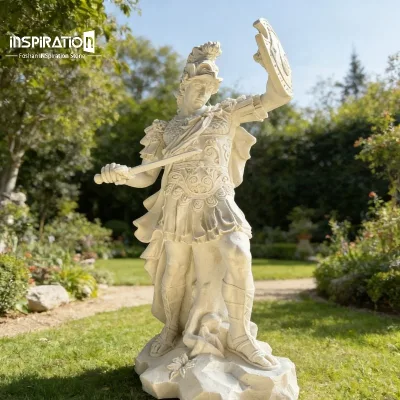 FRP Sandstone Winged Victory Sculpture for Rooftop Garden Artificial Sandstone Classical Figure Statue
