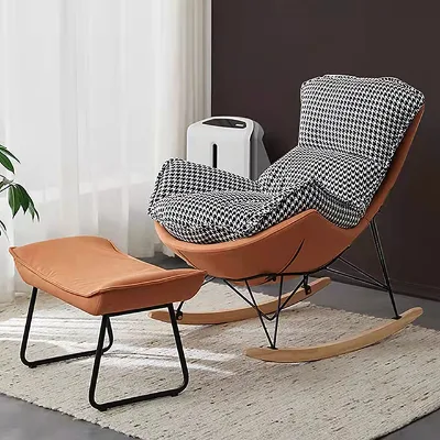 single round leisure indoor sofa chair solid wood rattan upholstered lounge chair terrace lounge