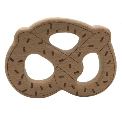 Cartoon Shape Food Grade Natural Beech Wood Teether Baby Molar Toy Dolphin Elephant Squirrel Fox Owl Crown Rattle Pendant Crafts