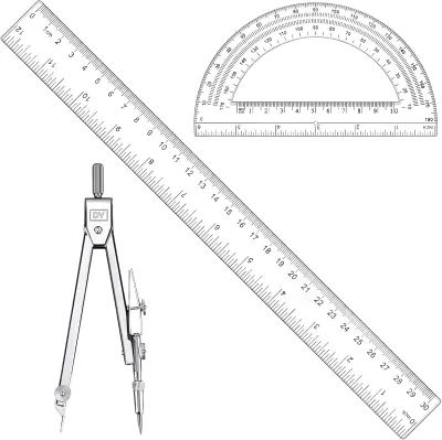 Flexible Ruler for Geometry and Drawing Detailed Shapes in Clear SeeThrough Material with Easy Markings