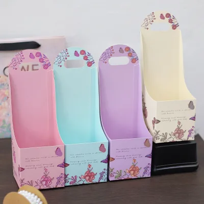 Bronzing Portable Flower Arrangement Gift Box Handmade Floral DIY Packaging Wholesale Yiwu