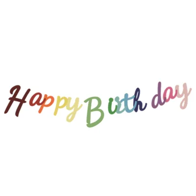 Rainbow Flag Birthday Banner Curved Party Decoration with Happy Birthday Sign Colorful Paper Banner for Background Decor