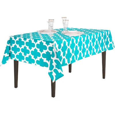 100% PVC + Flannel Table Cover Eco-Friendly Sky Blue St Patrick's Day Style Waterproof Oil Proof Nonwoven for Household Use