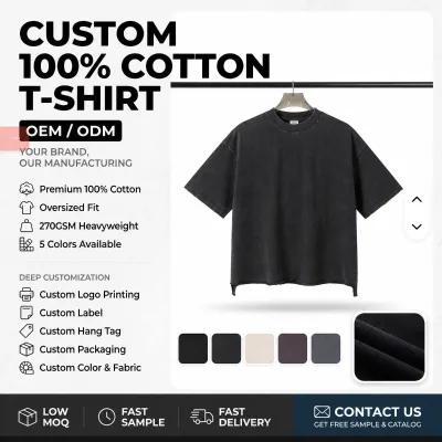 Summer American Style t Shirt Printing Custom Washed Vintage Fringed Pure Cotton Distressed Trendy T-shirt Free Sample t Shirt
