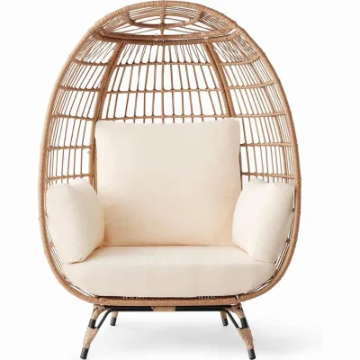PE Rattan Aluminum Frame Modern Design Portable Egg Garden Chair with Comfortable Waterproof Cushion for Living Room