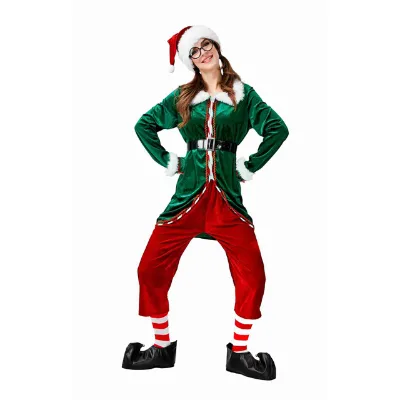 Green Cosplay Christmas Costume Adult Girl Little Miss Santa Claus Outfit Fancy Dress Costumes Sexy Christmas Xmas Female
