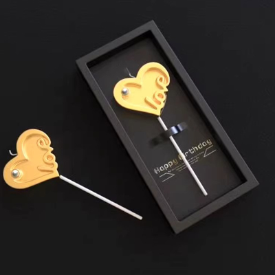Gold-Plated Romantic for Love Candle for Valentine's Day Party Birthday Cake Decoration Plug-In for Easter New Year Celebrations