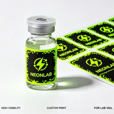 Wholesale Waterproof Tear Proof Peptide Sample Vial Adhesive Label and Coordinating Cardboard Box Set Customizable