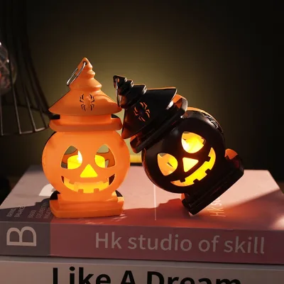 Halloween Pumpkin LED Lantern With Hanging Hook Portable Pumpkin Light Lamp for Halloween Party Home Table Decor
