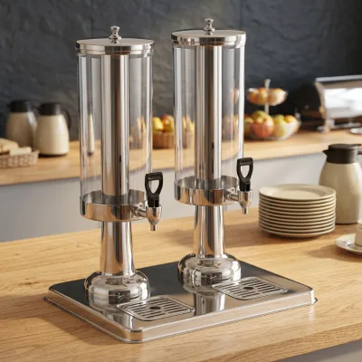 Compact Beverage Serving Dispenser, Space-Saving Design with Built-in Ice Chamber & Drip Catcher