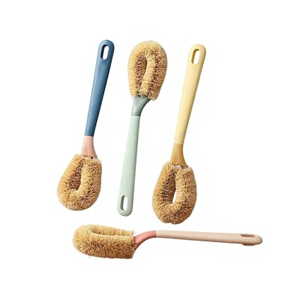 Coconut Palm Long Handle PP Durable Pan Cleaning Brush for Pot and Bowl