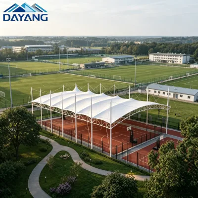 Pickleball Court Canopy Structure UV Resistant Waterproof Membrane for Country Club, Custom Size Support