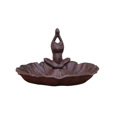 Antique Little Frog Decorative Garden Decoration & Outdoor Wild Bird Feeder Tray Cast Iron Bird Feeder for Yard Art