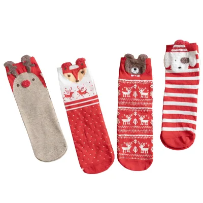 Support Sample Cotton Sweat-Absorbent Anti-Slip Casual Winter Warm Christmas Tube Socks for Women