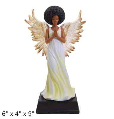 Golden Angel Figurine (6" X 4" X 9") Polyresin Figurine