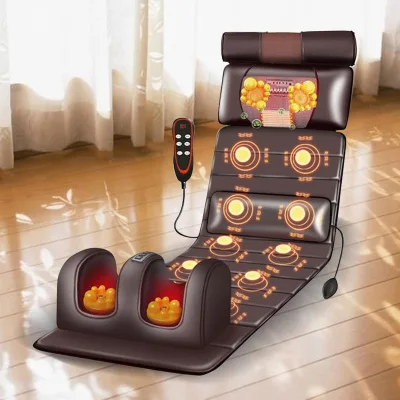 2024 Massage Products Shiatsu Electric Vibration Neck Massager Heat Air Pressure Folding Back Massage Mattress Mat