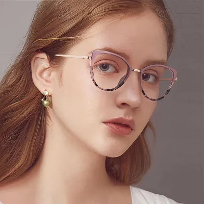 2023 Fashion New Cat Eye Glasses Clash Color Flat Glasses Anti Blue Light Glasses