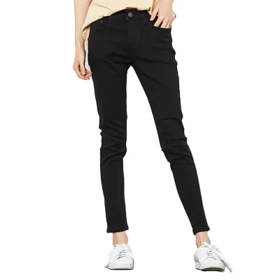 High Quality Women Premium Mid-waist Classical Black Legging Slim Fit Cropped Skinny Girl Denim Jeans