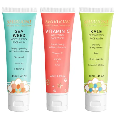 Custom Label Mild Facial Cleanser Set Moisturizing Vitamin C Vitamin E Vegan and Cruelty Free