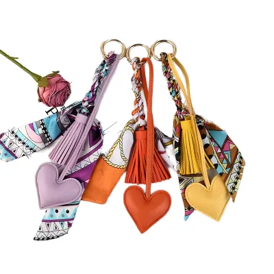 2026 New Factory Anime Animal Pattern Horse Shape Eco-Friendly PU Leather Silk Scarf Tassel Bag Charm Woven Pendant Car Keyring