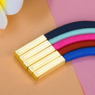 Custom Logo 25*5*3mm Rectangle Metal Golden Garment Aglets Drawstring Tip Lace End Water Resistant Nickel-Free Eco-Friendly