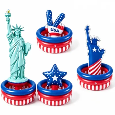 American Flag Inflatable Ice Bucket, Floating Drink Cooler Bar for Summer Pool Party Decor