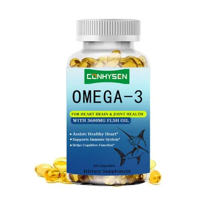 OEM Omega-3 DHA 3000mg Fish Oil Softgels Health Care Supplements Vitamins Dietary Fiber Essential Vitamins for Better Health