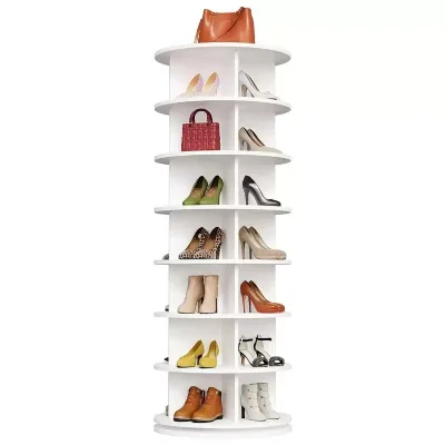 RXZZ Modern White 360 Degree Rotating Tote Bag Display Tower Revolving Storage Shoe Rack for Home Furniture