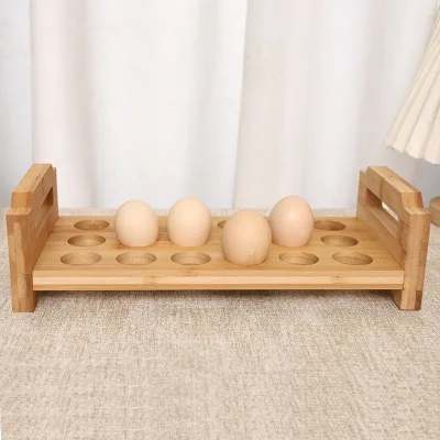 Solid Wood Double-Layer Multi-Purpose Egg Rack Household Egg Holder with Stackable Design
