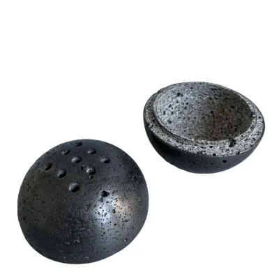 Black Natural Marble Travertine Incense Holder Home Hotel Tabletop Travertine Sphere Incense Burner Travertine Incense Burner