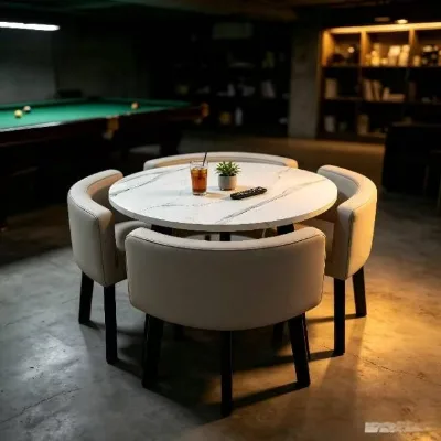 Sleek Modern Minimalist Table Set with Uniform Design Style, Reception Furniture Set for Commercial and Residential Spaces