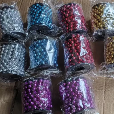 New Hot 8mm Connected Beads 10m/roll Plastic Plating Decorative Chain for Christmas Birthday Parties Graduation Beautiful