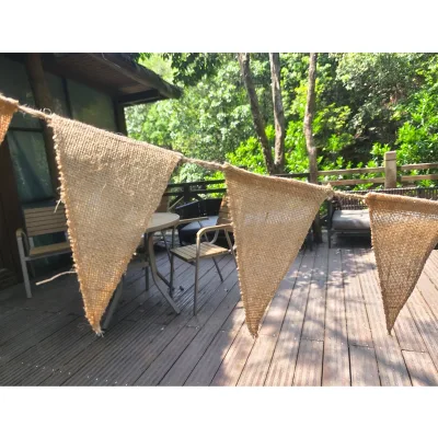 100% Natural Burlap Jute Pull Triangle Flag Banners for Party Decorations Soft Colors for Back to School Christmas Occasions
