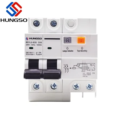 Leakage Protector HUNGSO RCCB MCB Power Distribution protection Circuit Breaker 1P 2P 2P+N 3P 6-63A for Equipment Control
