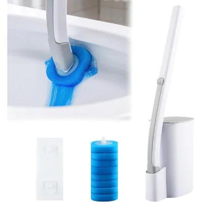 Deep Cleaning Bathroom Disposable Toilet Brush with Cleaning Dispenser Single Use ABS Toilet Brush Wall Mounted Set