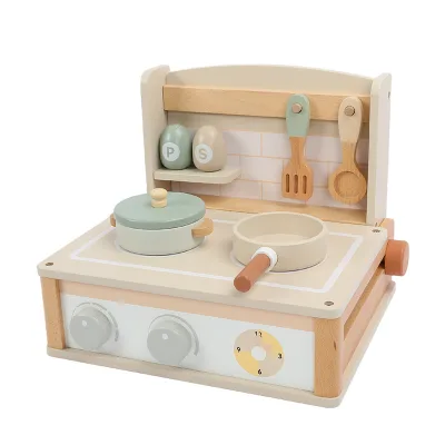 Boys and Girls Mini Simulation Toddler Real Simulation House Desktop Pretend Role Play Wooden Kids Kitchen Toys Cooking Set