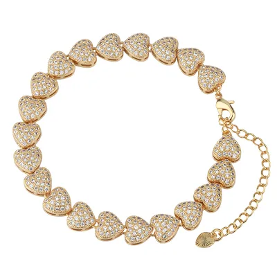 Girl Diamond Heart Charm Cubic Micro Zirconia Tennis Bracelet Jewelry