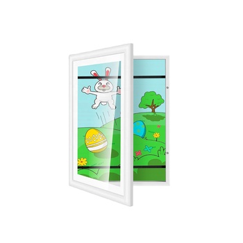 Children's Art Keepsake Frame with Picture Storage Box Flip Stamp Painting Wooden Photo Display Stand