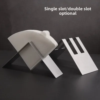 Stainless Steel Coffee Filter Paper Holder Pour Over Large Capacity Storage Rack Brushed Double Slot Single Slot Conical