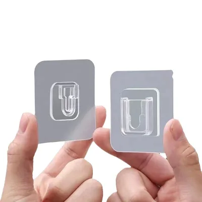 Transparent Nano Wall-Mounted Storage Rack Strong Sticky Hooks Punching Nails Plastic Storage Stickers for Tool Organization